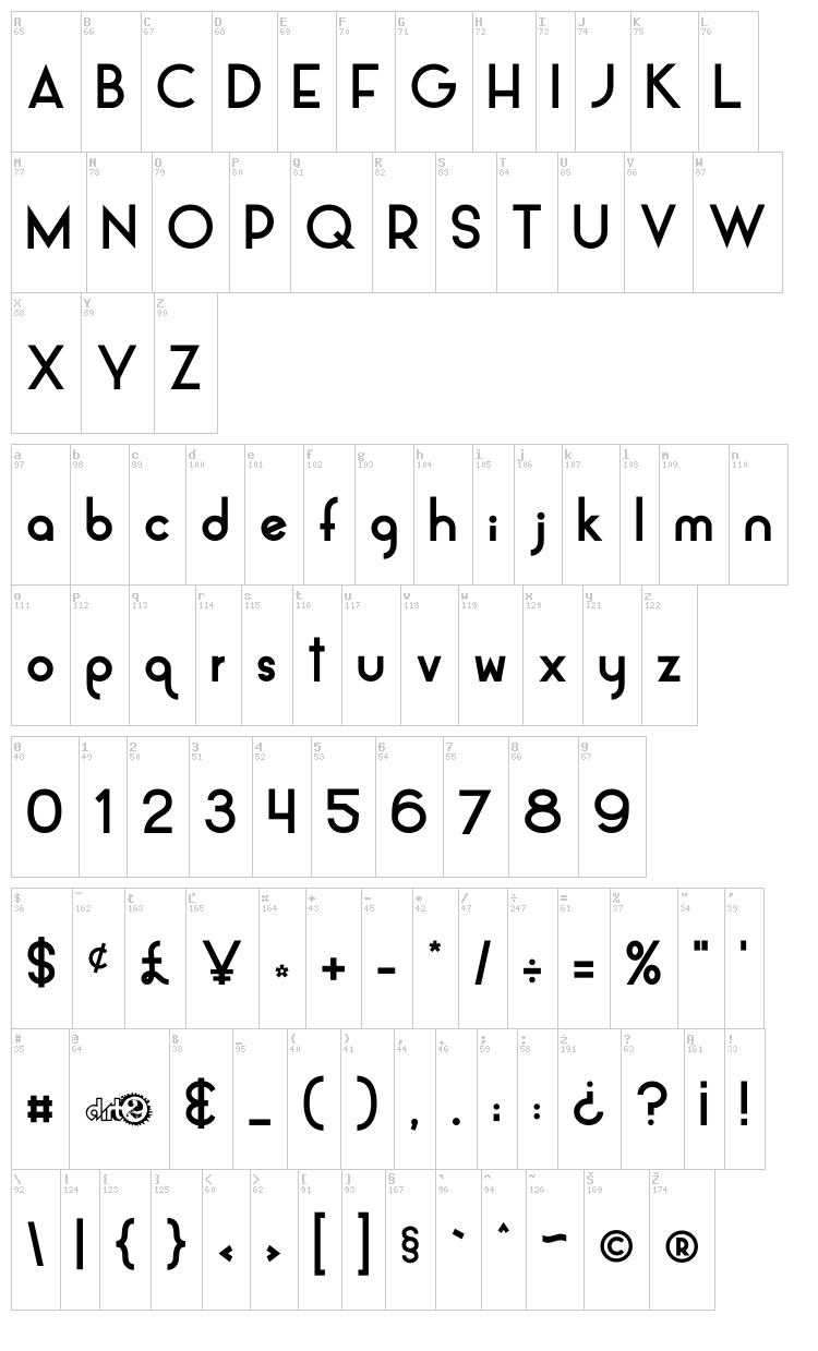 Alpaca font map